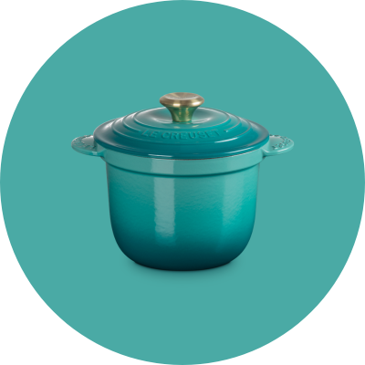 Le Creuset Rice Pot Bleu Riviera Light Gold Knob